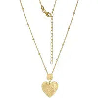 Cavill - Zilveren ketting met gehamerde vergulde hart hanger - 925 Sterling Zilver - Verstelbaar 45-50 cm - Elegante damesketting met karabijnsluiting