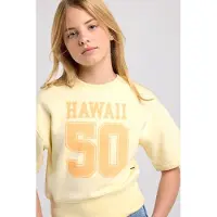 America Today T-shirt met print en tekst - lichtgeel Meisjes Katoen Ronde hals - maat 158/164