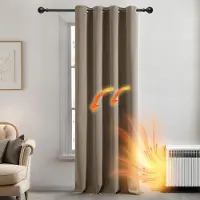 Azalia Verduisteringsgordijnen met Ringen, Thermische Gordijnpanelen met Blackout Stof voor Slaapkamer, Woonkamer, 132x138 cm (B x H), Taupe, 1 stuk