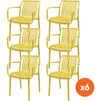 Van der Garde Tuinmeubelen Set van 6 - Stripe stapelbare tuinstoelen - Mosterdgeel