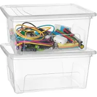 PlasticForte Opslagbox Easy met deksel - 2x - 19 Liter - 44 x 20 x 34 cm - transparant - kunststof