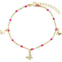 Luxenter Armband van 925 sterlingzilver en roze lak met 18-karaats geelgouden afwerking - Zumre