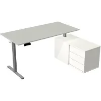 Kerkmann Elektrisch Zit-Sta Bureau met Sideboard Move New Base 160x80 Licht grijs