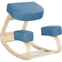 Vinsetto Kniestoel-Berkenhout, Polyester-69L x 51B x 58H cm-Blauw