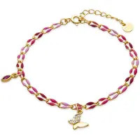 Luxenter Armband van 925 sterlingzilver en roze lak met 18-karaats geelgoud afwerking - Axelon