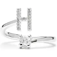 Luxenter Ring met glanzende zirkonia, zilveren afwerking - Alphabet