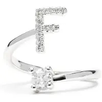 Luxenter Ring met glanzende zirkonia, zilveren afwerking - Alphabet
