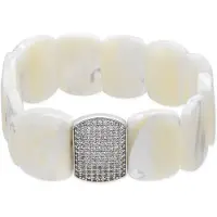 Luxenter Armband met zilveren afwerking en wit parelmoer - Nawar