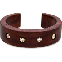 Luxenter Armband van 925 sterling zilver en bruin hout met 18-karaats geelgoud afwerking - Ehko