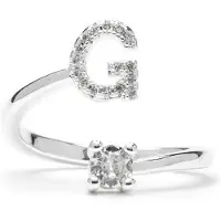 Luxenter Ring met glanzende zirkonia, zilveren afwerking - Alphabet