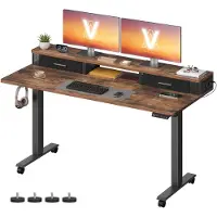 Vasagle - Zit Sta Bureau - Elektrisch - 140 x 60 cm - Met Monitorverhoger en Geheugenfunctie