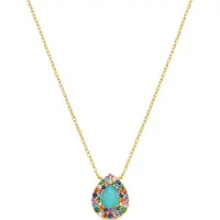 Luxenter Ketting van 925 sterling zilver en veelkleurige zirkonia met 18-karaats geelgoud afwerking - Egah