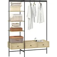 HOMCOM Kapstok-Metaal, Spaanplaat-135 x 48 x 180 cm-Eiken