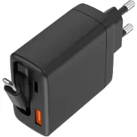 Musthavz 65W Fast Charging 2-Port PD Oplader met Oprolbare Kabel Zwart - MHRCHEADPD65WBLK