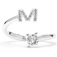 Luxenter Ring met glanzende zirkonia, zilveren afwerking - Alphabet