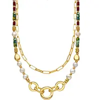Luxenter Ketting met witte parel, 18-karaats goudkleurig - Kany
