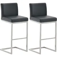 CLP Paros Set van 2 barkrukken - RVS Frame - Rugleuning & Voetsteun - Draagkracht 240 kg - Design Barkruk - Kunstleer - wit