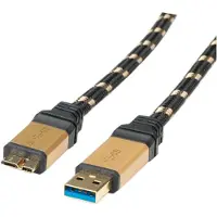 Roline USB Micro naar USB-A kabel - USB3.0 - tot 2A / zwart - 2 meter