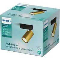 Philips Idris Spot - Plafondspot - Spatwaterdicht IP44 - Zwart met goud - 5W - Badkamerlamp - Eén lichtpunt - Alleen geschikt voor LED spots