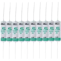 Saft 10 stuks: LS14500 / LS14500CNA / AA batterijen met axiaal soldeerdraad (3.6 V, 2600 mAh, Li-SOCI2)