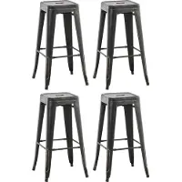 CLP Josh metalen barkruk (set van 4 stuks) - Zwart en goud, antiekstijl