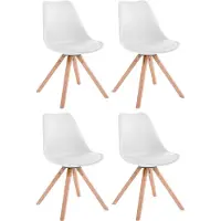 CLP Toulouse Set van 4 stoelen - Vierkant - Kunstleer wit natura