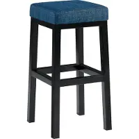 CLP Taylor Barkruk - zwart metalen frame - Zithoogte 78 cm - stof - blauw/zwart