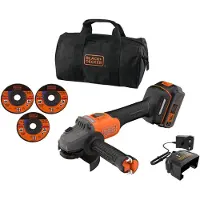 Black & Decker Accu haakse slijper + 4Ah accu + lader - BLACK&DECKER - BCG6L8F1S-QW - Borstelloos - 18V - 115m - Met 3 schijven en draagtas