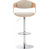 CLP Kingston Barkruk - Met rugleuning - Armleuning - Voetsteun - Stof - natura/creme/natura