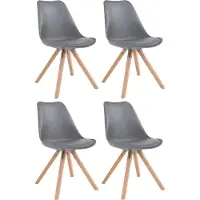 CLP Toulouse Set van 4 stoelen - Vierkant - Kunstleer grijs natura