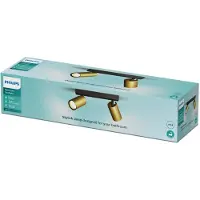 Philips Idris Spot - Plafondspot - Spatwaterdicht IP44 - 5W - Zwart met goud - Badkamerlamp - Twee lichtpunten - Alleen geschikt voor LED spots