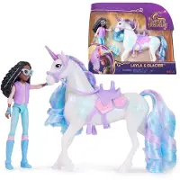 Unicorn Academy – Pop Layla & Eenhoorn Glacier - met 2 rijaccessoires en borstel - Speelfigurenset