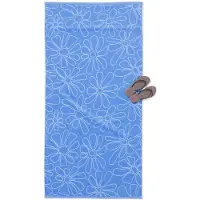 HEMA Strandlaken 90x180cm Velours Bloemen (blauw)