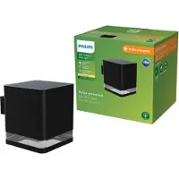 Philips Virona wandlamp - Solar buitenlamp - Warm wit licht; 2700K - Zwart - Zonne-energie