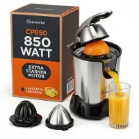 Sommertal Sapcentrifuge CP850 – Elektrische Citruspers, 850W Motor, Roestvrijstalen Behuizing, 2 Perskegels voor Sinaasappels, Citroenen, Limoenen en Grapefruits, Handmatige Bedieningsoptie