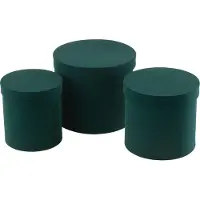 J-Line Set of 3 box round velvet paper green