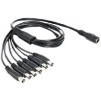 DeLOCK DC plug (v) - 6x DC plug (m) splitter - 5,5mm x 2,1mm - max. 24V/5A / zwart - 0,50 meter