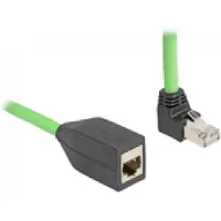DeLOCK RJ45 Network Extension Cable Cat.6A plug upwards angled to jack SF/UTP suitable for drag chains PUR (TPU) 5 m green