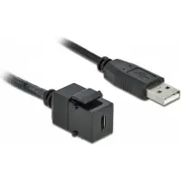 DeLOCK 86378, Plat, Zwart, USB-C, USB-A, Vrouwtjesconnector, Mannelijke connector