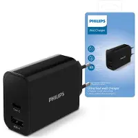 Philips DLP2621/12 Oplader - USB-Stekker - 2 Poorten - USB-C - USB-A - Snel Opladen - 30W - Zwart
