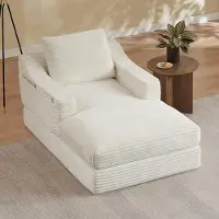 OKWISH : Een fauteuil voor één persoon met armleuningen en rugleuning, een relaxfauteuil met een dubbellaags ontwerp, een 2-in-1 bank met slaapfunctie, gestoffeerd met velours, wit