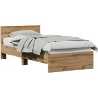 vidaXL Bedframe met Hoofdbord Artisanaal eiken Bewerkt hout