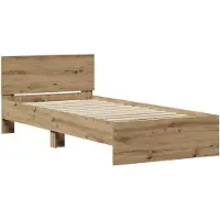 vidaXL Bedframe met Hoofdbord Artisanaal eiken 80 x 200 cm