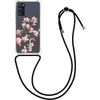 Kwmobile telefoonhoesje geschikt voor Samsung Galaxy S20 FE - Hoesje met telefoonkoord - Back cover voor smartphone - Case in poederroze / wit / transparant