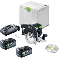 Festool HKC 55 KEB-Basic accu-cirkelzaag 18 V 160 mm borstelloos + 2x accu 5,0 Ah + oplader + Systainer