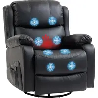 HOMCOM Massage Relaxstoel-Kunstleer-97L x 85B x 100H cm-Zwart