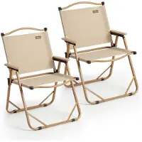 NIVADA Campingstoel 2pcs - Beige - Opvouwbaar - 120kg Draagkracht -
