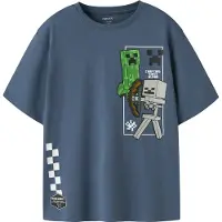 Name it Shirt 'NKMJUN MINECRAFT' enziaan / lichtgrijs / limoen / wit
