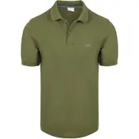 Sun68 Poloshirt Sall Stripe Collar Olijfgroen | Donkergroen | Maat M