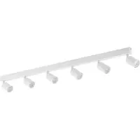 TK Lighting Plafondspot Top, wit, 127 cm, 6-lamps, metaal, GU10 NEX, dimbaar, wit / opaal, Woon-/ Eetkamer, metaal, Modern, halogeen spot